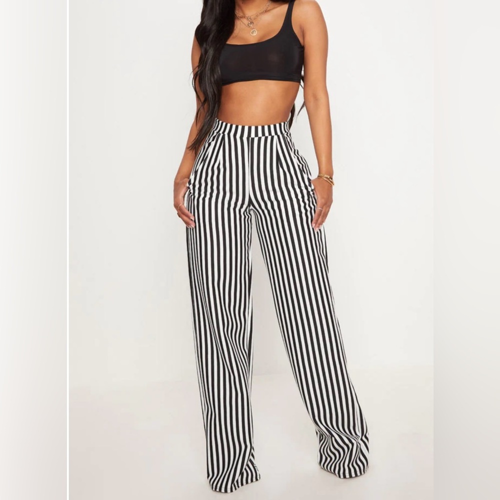 Shape Black Striped Wide Leg Pants